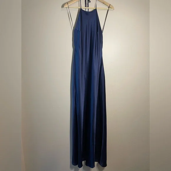 NEW Reformation Jeany Silk Long Dress Backless Formal Navy | Size M - Picture 8 of 13